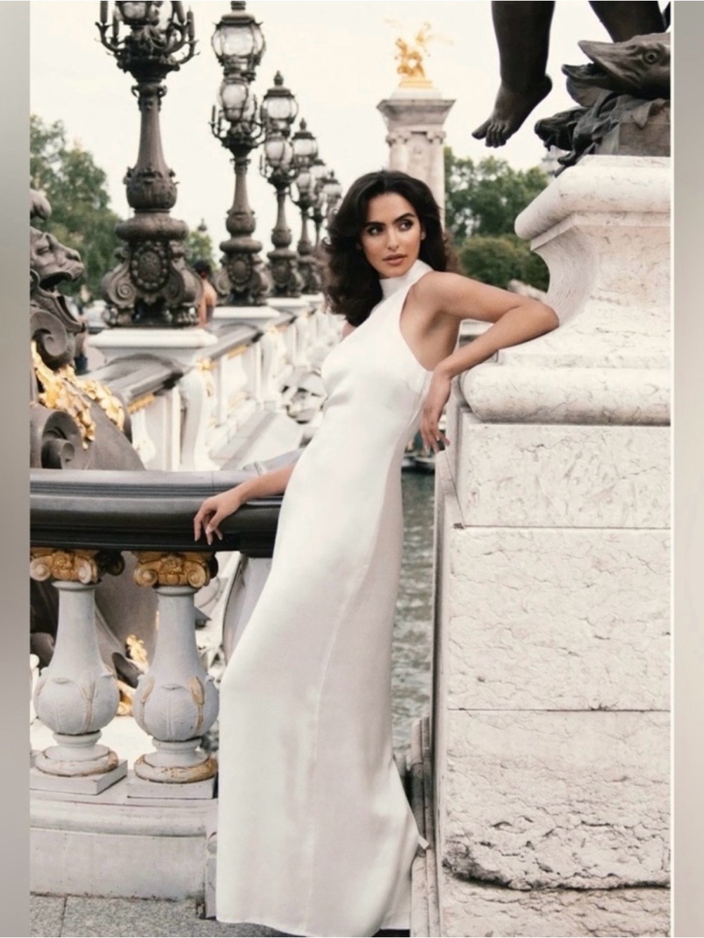 MESHKI Claire Satin Drape Maxi Dress XXL Ivory Open Back Bridal Wedding